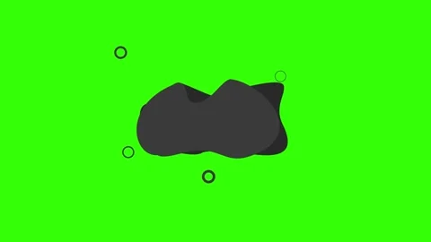 Abstract dark shapes speech with rings on a vibrant green background Stockbeeldmateriaal 333961831