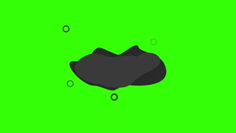 Abstract dark shapes speech with rings on a vibrant green background Stockbeeldmateriaal 333961832
