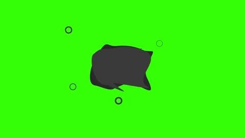 Abstract dark shapes speech with rings on a vibrant green background Stockbeeldmateriaal 333961833