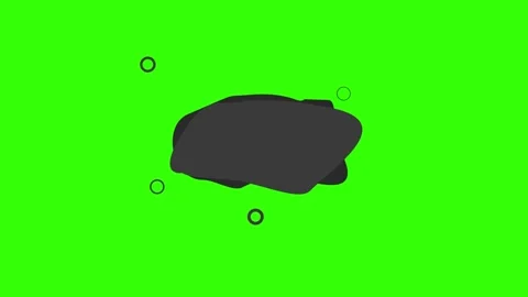 Abstract dark shapes speech with rings on a vibrant green background Stockbeeldmateriaal 333961834