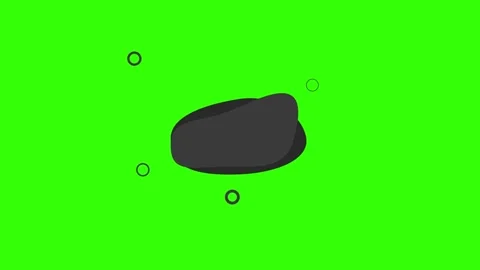 Abstract dark shapes speech with rings on a vibrant green background Stockbeeldmateriaal 333961838