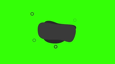 Abstract dark shapes speech with rings on a vibrant green background Stockbeeldmateriaal 333961840