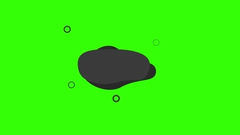 Abstract dark shapes speech with rings on a vibrant green background Stockbeeldmateriaal 333961841
