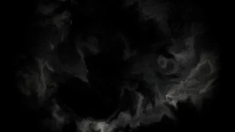 Abstract Dark Smoke Clouds Swirling on Black Background Stock Footage 345639739
