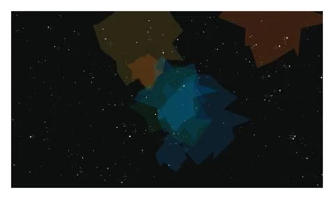 Abstract dark space background with colorful geometric forms and sparkling .. Illustrazione stock