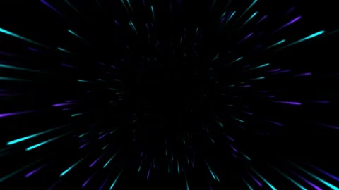 Abstract Dark Space Warp Speed Tunnel Neon Light Particles Hyperspace Motio.. Stock Footage 345391674