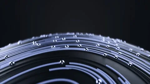 Abstract dark sphere with glowing lines and small particles Stock Footage 327518373