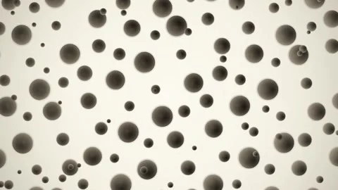 Abstract Dark Spheres Floating on Light Background - Chaotic Bubbles Pattern Stock Footage 346659871