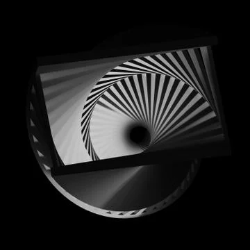 Abstract dark spirals pattern, 3d render Stock Illustration