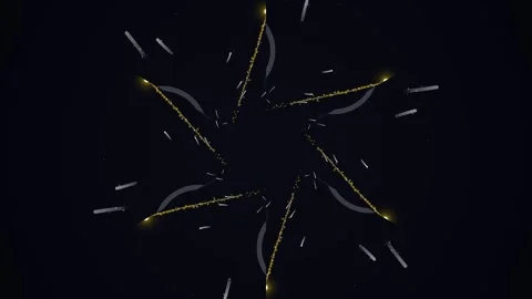 Abstract Dark Symmetrical Geometric Star with Golden Lines Stock Footage 337516140