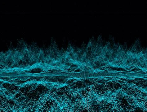 Abstract dark table grid background with moving loop and flicker particles. Stock-Illustration