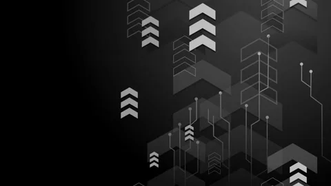 Abstract dark tech background with upward arrows and geometric hexagonal ci.. Stock Footage 334750527