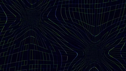 Abstract Dark Technology Background with Green and Blue Curved Wireframe Mesh Stock-Footage 346194751