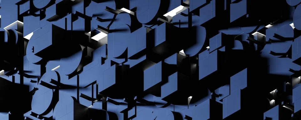 Abstract dark technology science cube object geometric shape 3d render Stock Illustration