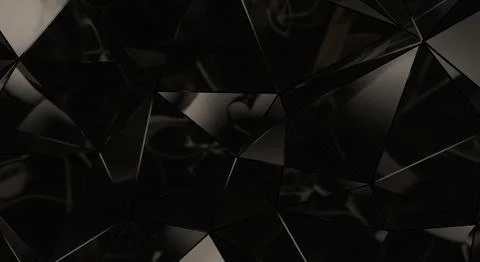 Abstract dark triangular patterns with reflections on black background textur Stock Illustration