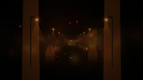 Abstract dark tunnel with glowing lights and falling particles. Video stock 343292396