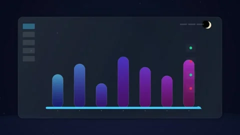 Abstract Dark UI Dashboard with Data Visualization and Night Mode Icon Stock Footage 346661227