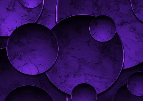 Abstract dark violet glowing shiny minimal circles grunge background Stock Illustration