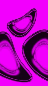 Abstract Dark Violet Purple Chrome Liquid Metal Organic Shapes on Magenta B.. Stock Illustration