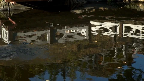 Abstract dark water surface with reflections. Wave and ripple on dark surface Видео 104059943