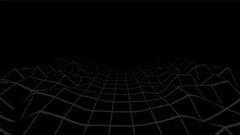 Abstract dark wireframe grid landscape with 3D digital terrain on black bac.. Stock Illustration