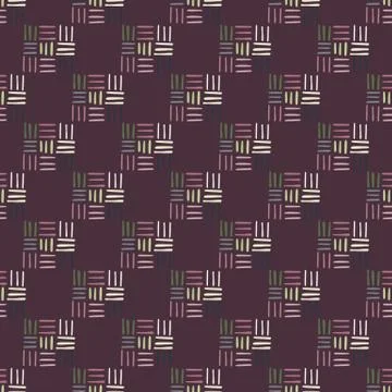 Abstract dash seamless doodle pattern. Pastel multicolor little lines on dark Illustrazione stock