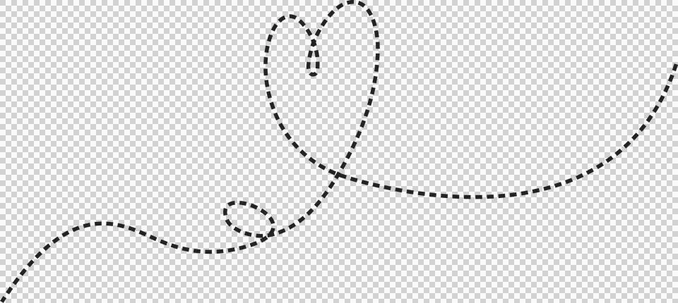 Abstract dashed line path is flowing across transparent canvas, looping into Stock Illustration