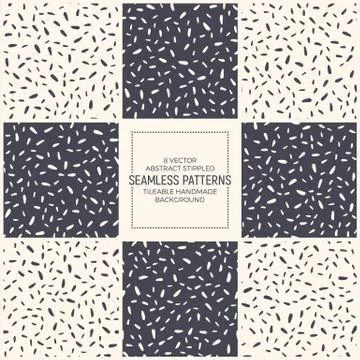 Abstract Dashed Scandinavian Style Seamless Patterns Vector Set Illustrazione stock