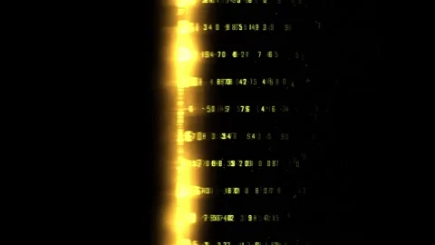 Abstract data analysis and processing digital gold numbers scrolling on scree Stock Footage 327510944
