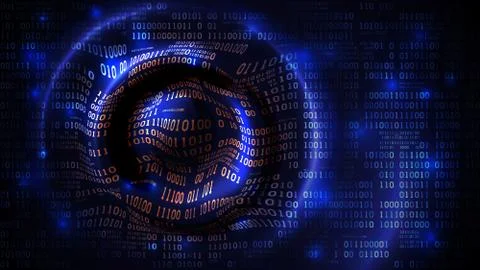 Abstract data array background, matrix futuristic cyberspace with digits, binary Illustrazione stock