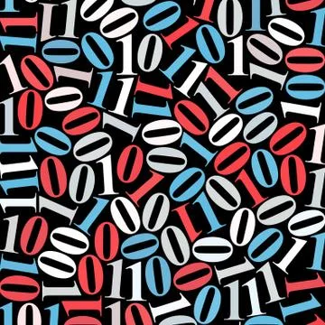 Abstract Data background: multicolor Binary Code оn Black, No Gradients, vector Stock Illustration