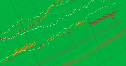 Abstract data chart receiving feed, drawing layered lines and bars showing Stock Footage 327337666