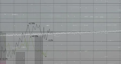 Abstract data chart starting with baseline brightening revealing grid rising Stock Footage 328331101