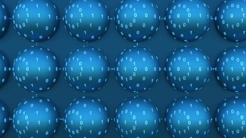 Abstract data concept, rotating sphers with binary code. Stock Footage 312576215