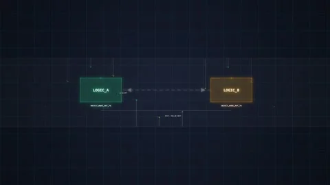 Abstract Data Connection Between Two Nodes on Digital Network Grid Stock Footage 348416232
