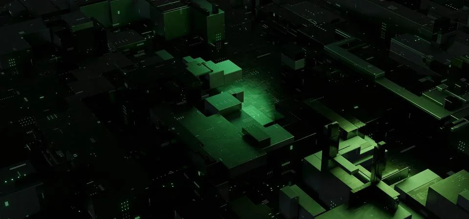 Abstract Data Cubes Or Blocks Olive Green Colors Abstract Background Stock Illustration