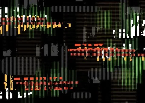 Abstract data error art modern straight line composition stripes design on black Stock Illustration