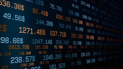 Abstract data, financial figures, prices, stock market data. Stock Footage 308387365