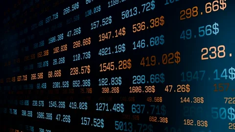 Abstract data, financial figures, prices, stock market data. Stock Footage 309095528