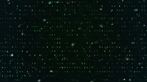 Abstract Data Floating Numbers And Digital Particles Inside Matrix 库存影片 323113504