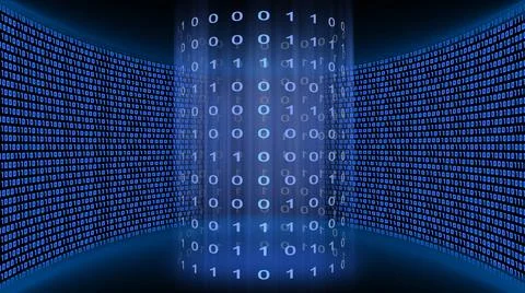 Abstract data flow background - binary code arranged in cylinder form Stock Illustration