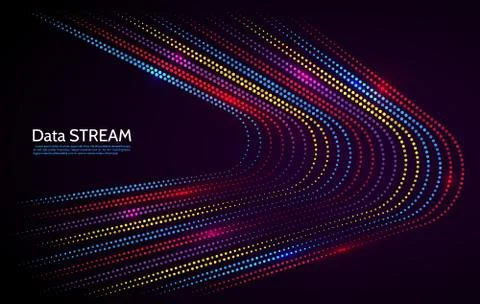 Abstract data flow background with colorful dots Stockillustratie