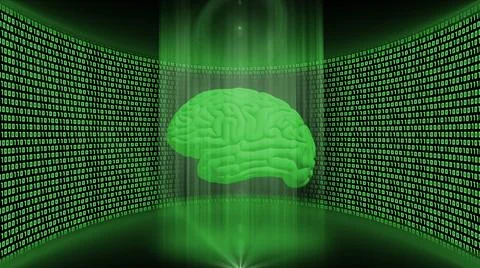 Abstract data flow background in green color - light beam in cylinder form Illustrazione stock