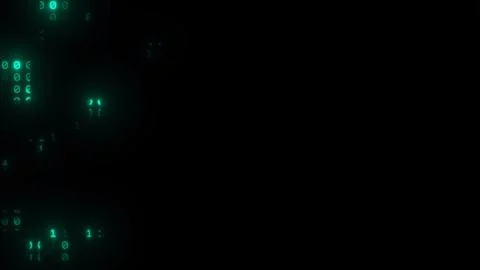 Abstract data flow with binary code and liquid shapes on a  black background Stock Illustration