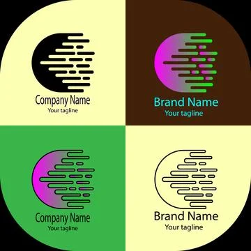 Abstract Data Flow in a Crescent Form logo Illustrazione stock