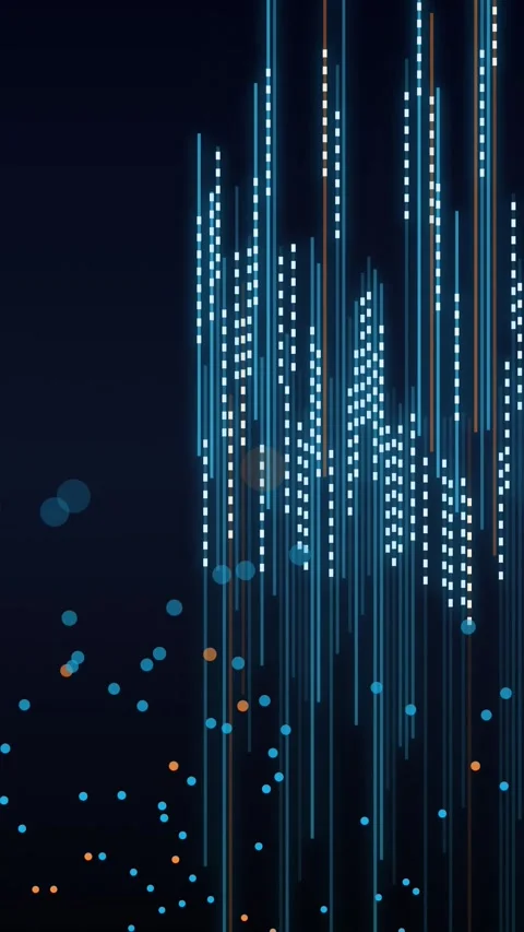 Abstract data flow of glowing digital lines and particles on dark background. Stock Footage 346973709