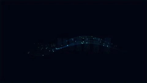 Abstract data flow network with glowing nodes moving over geometric structu.. Stock Footage 341770748