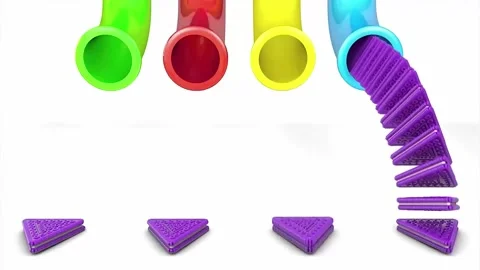Abstract Data Flow Pipes with Purple Coins 3D Motion Scene Vídeos de archivo 332759402