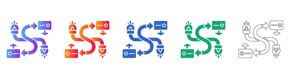 Abstract Data Flow Process Icon Set Stockillustratie