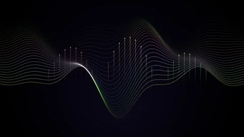 Abstract data flow wave visual animation with glowing digital lines on dark.. Stock Footage 346452980